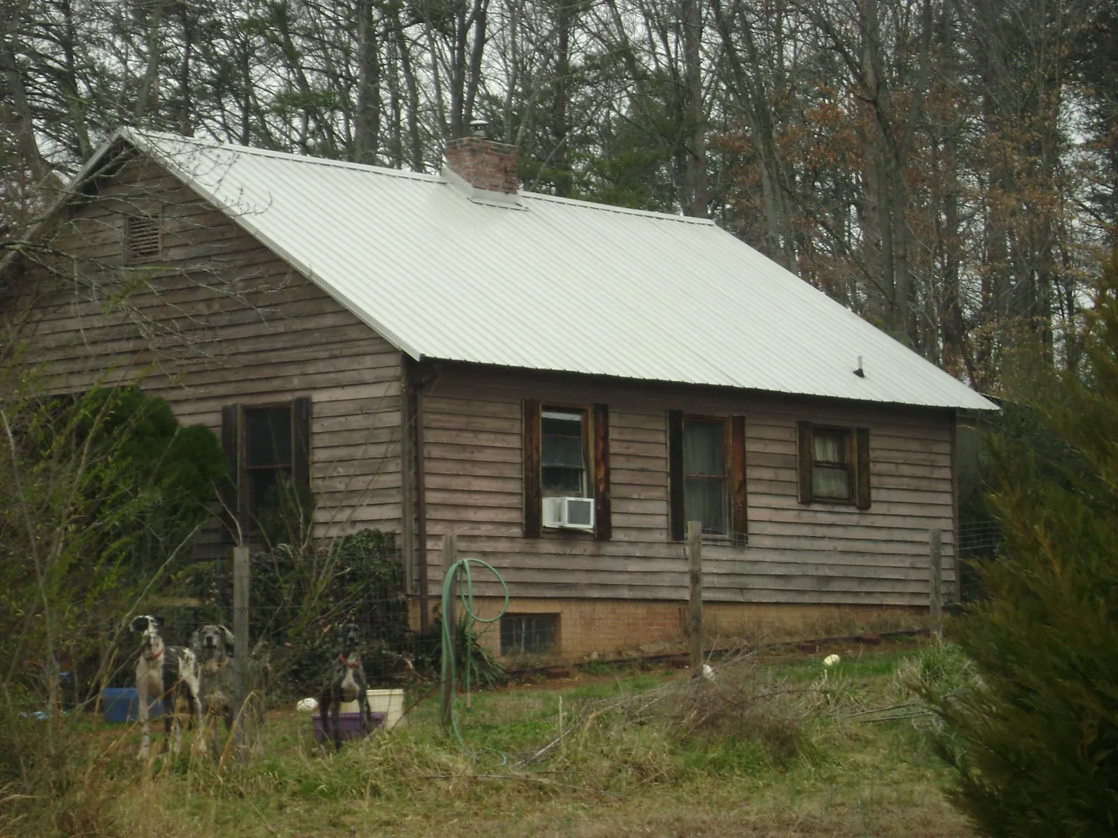 White metal roof on an old wood sided farmhouse, from a Asphalt Shingle Roof Repair job in Columbiana